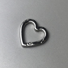 Carabiner-heart, nickel, 30 mm