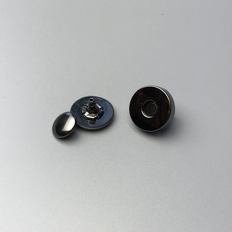 Магнитная кнопка на усиках с заклепкой, темный никель, ø18 мм