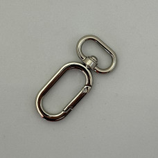 Oval carabiner, nickel, 20×56 mm