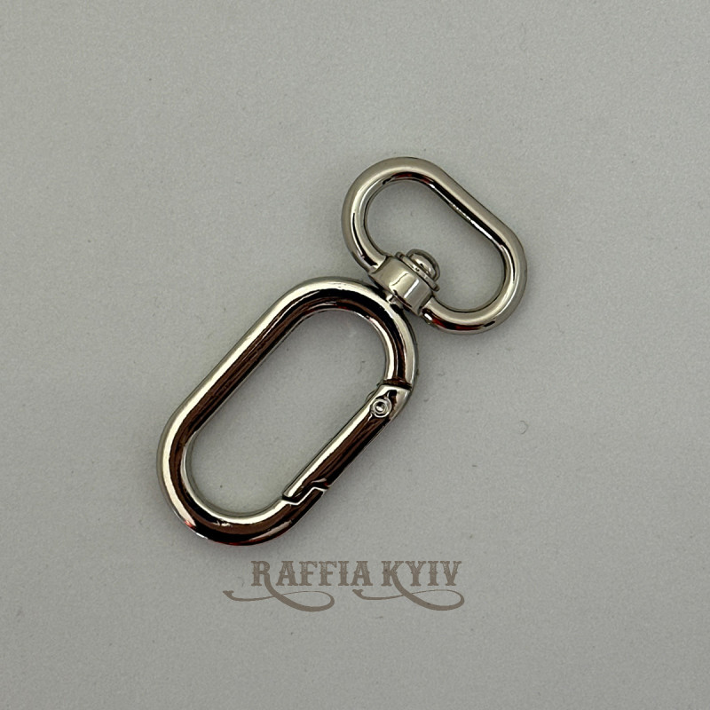 Oval carabiner, nickel, 20×56 mm