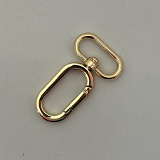 Oval carabiner, gold, 25×56 mm