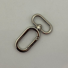 Oval carabiner, nickel, 25×56 mm