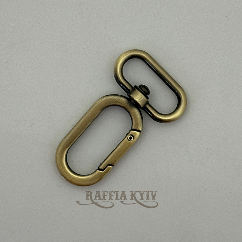 Oval carabiner, antique, 25×56 mm