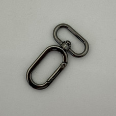 Oval carabiner, dark nickel, 20×56 mm