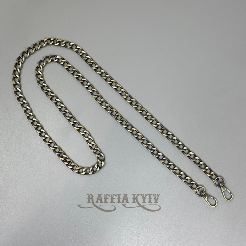 Steel chainlet "Twist" with carabiners, antique, 10 mm