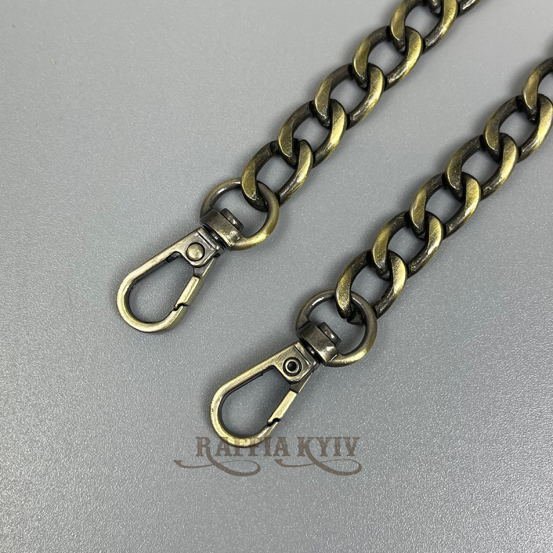 Steel chainlet "Twist" with carabiners, antique, 10 mm