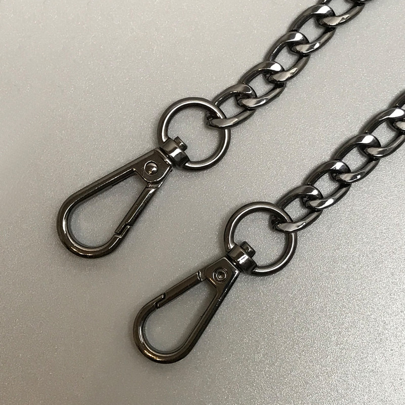 Steel chainlet with carabiners, dark nickel