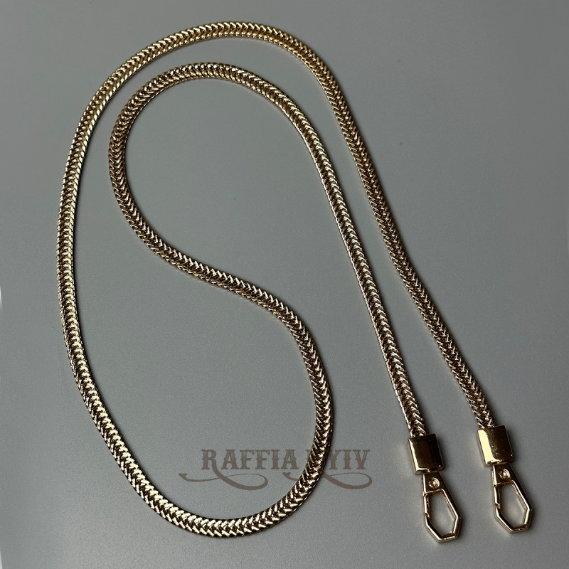 Flat steel chainlet with carabiners, gold