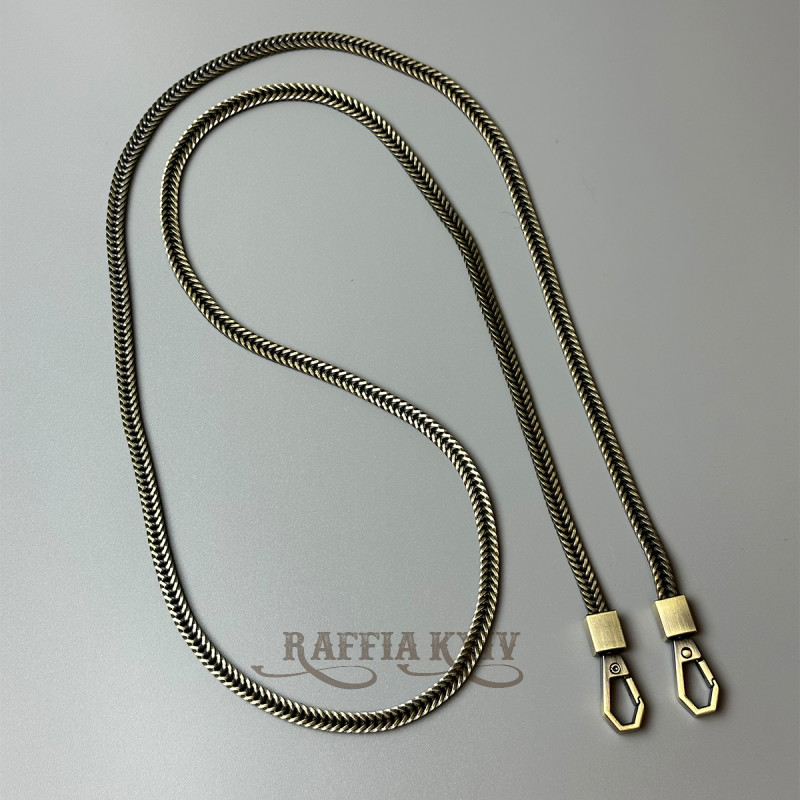 Flat steel chainlet with carabiners, antique