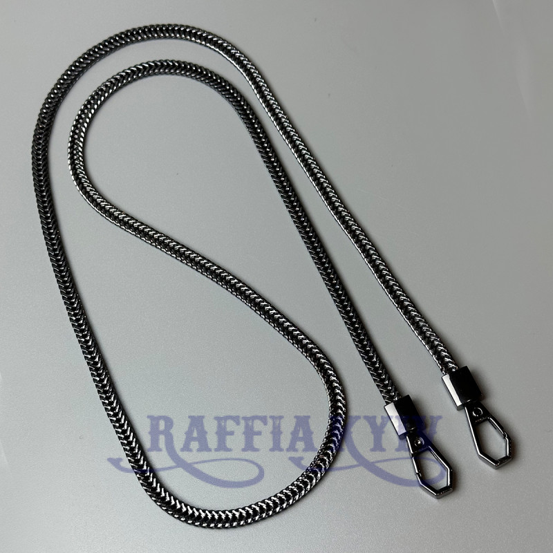 Flat steel chainlet with carabiners, dark nickel
