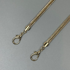 Steel chainlet "Flat snake" with carabiners, gold, 8 mm