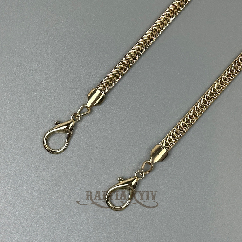 Steel chainlet "Flat snake" with carabiners, gold, 8 mm