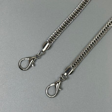 Steel chainlet "Flat snake" with carabiners, nickel, 8 mm