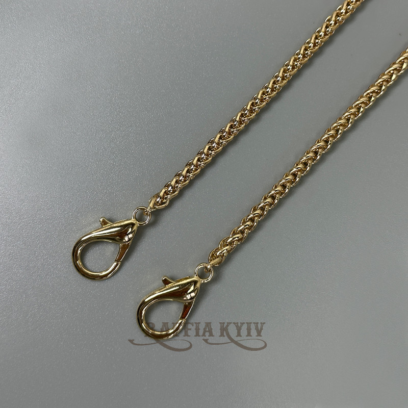 Steel chainlet "Spiga" with carabiners, gold, 4 mm