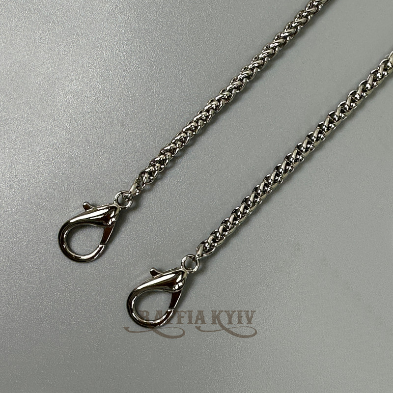 Steel chainlet "Spiga" with carabiners, nickel, 4 mm