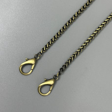 Steel chainlet "Spiga" with carabiners, antique, 4 mm