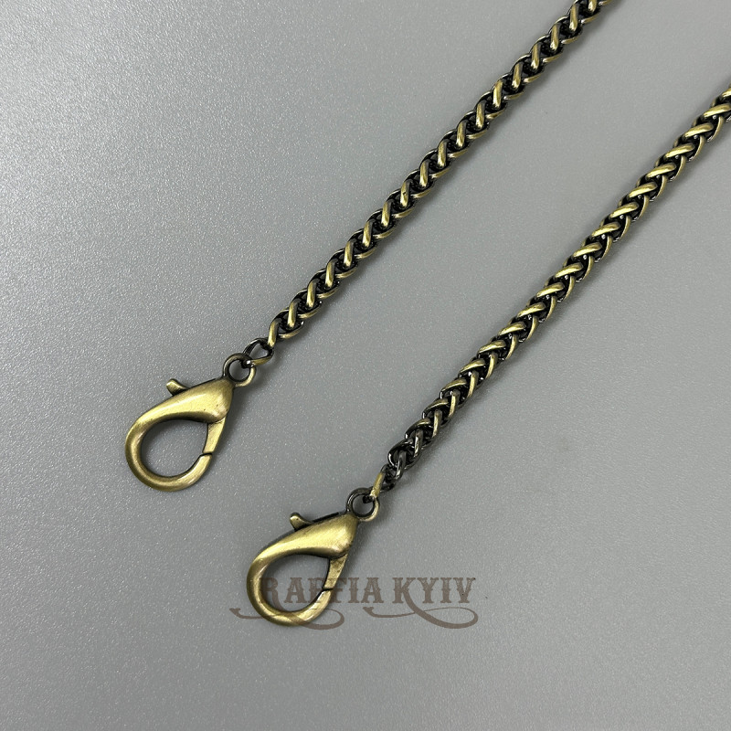 Steel chainlet "Spiga" with carabiners, antique, 4 mm