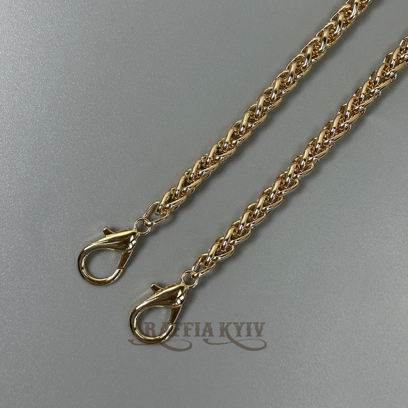 Steel chainlet "Spiga" with carabiners, gold, 6 mm