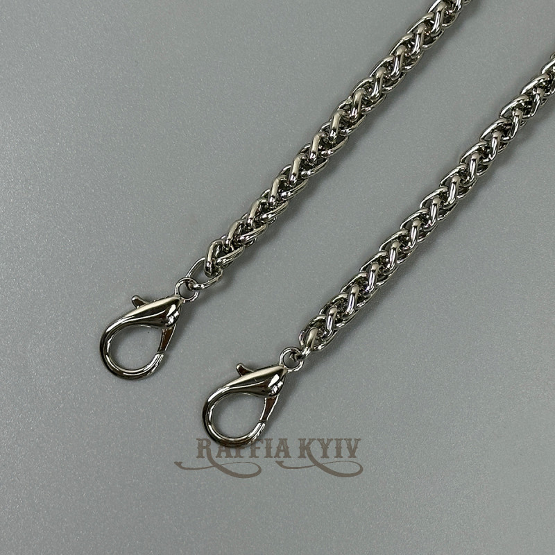 Steel chainlet "Spiga" with carabiners, nickel, 6 mm