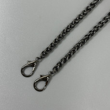 Steel chainlet "Spiga" with carabiners, dark nickel, 6 mm