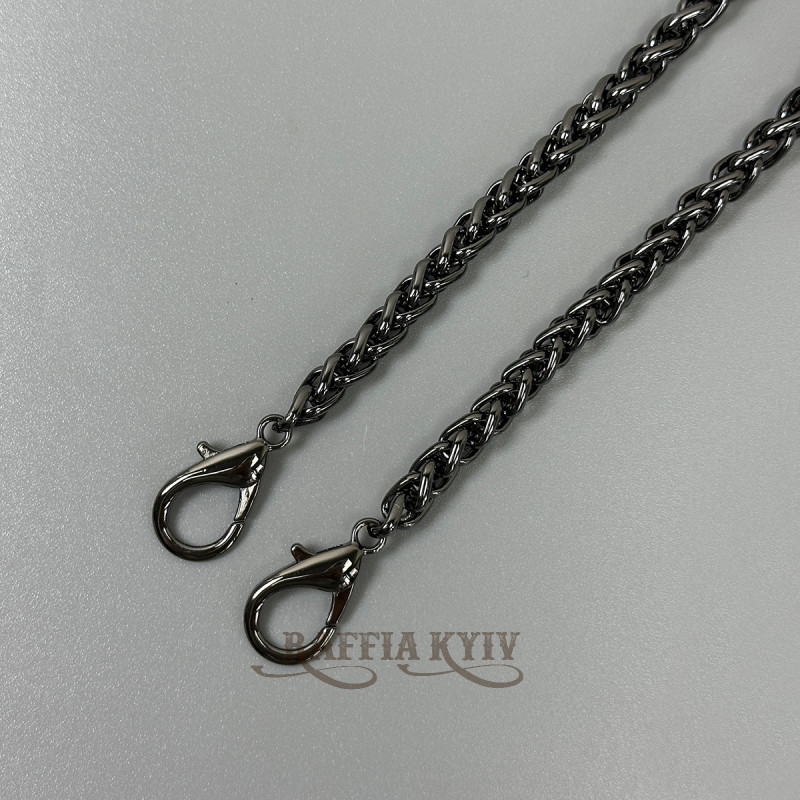 Steel chainlet "Spiga" with carabiners, dark nickel, 6 mm