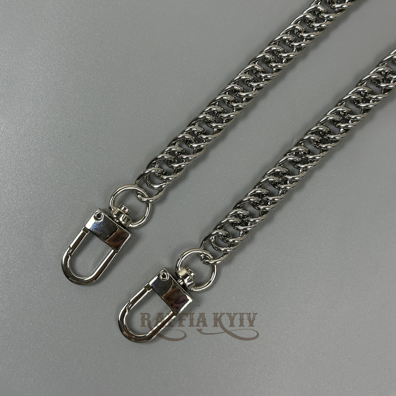 Steel chainlet "Double twist" with carabiners, nickel, 10 mm