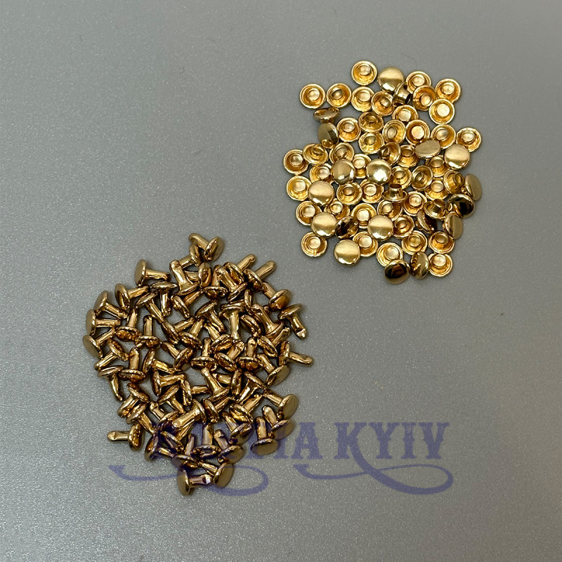 Copper holnitens, 100 pcs, gold, ø6 mm