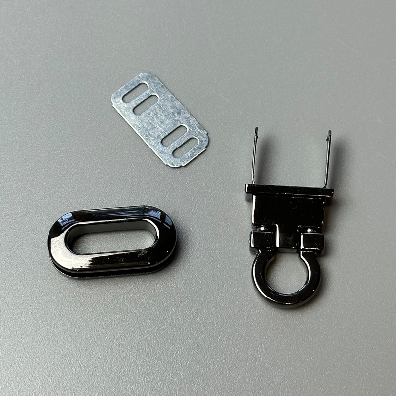 Bag's lock, dark nickel, 30×15 mm
