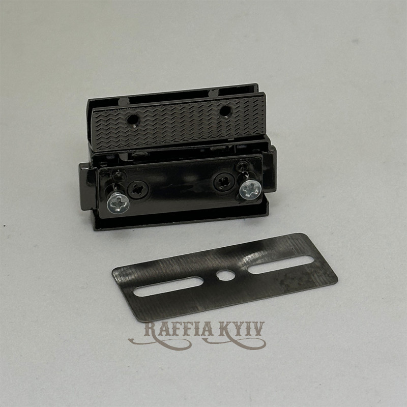 Замок для сумки, темний нікель, 40×30 мм