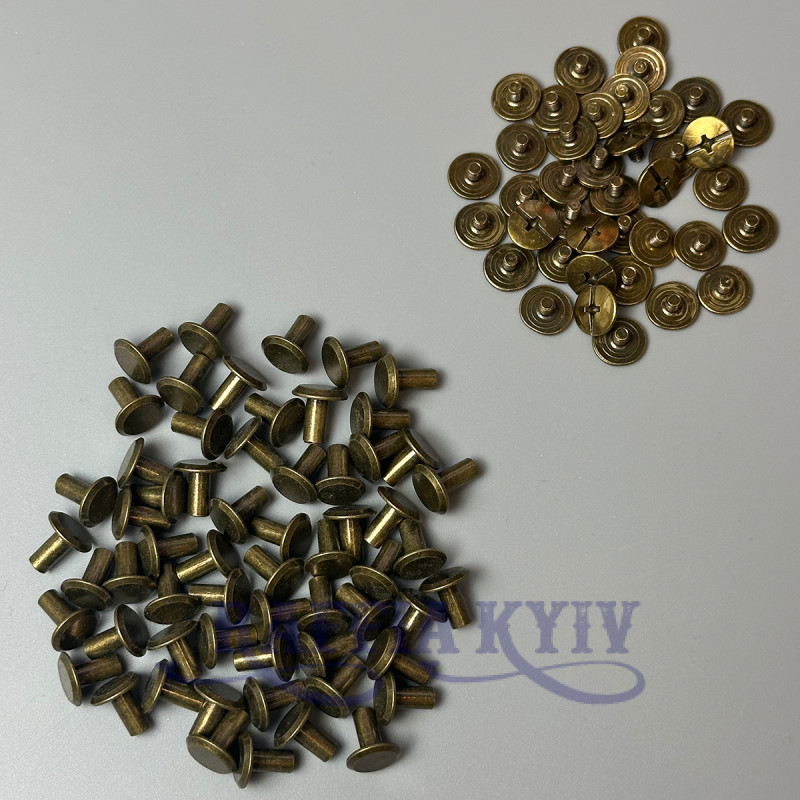 Belt screws, 100 pcs, antique, ø10×8 mm