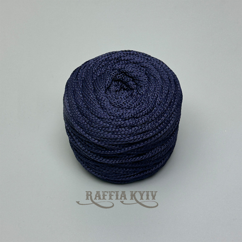 Темно-синий полиэфирный шнур, 3 мм софт – мягкий и прочный для вязания сумок и аксессуаров