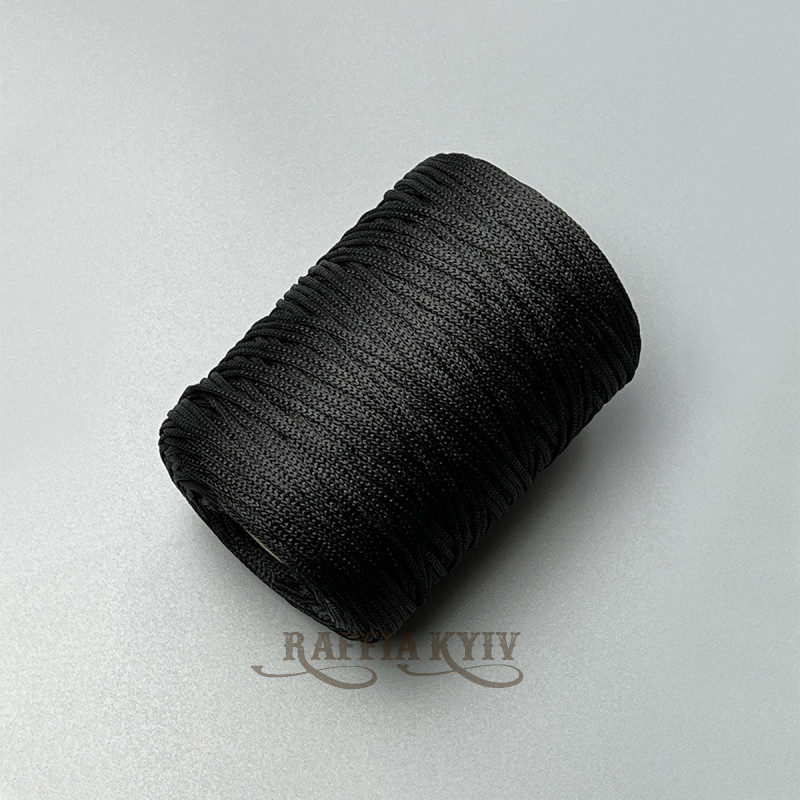 Black polyester cord, 2 mm
