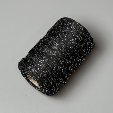 Черный полиэфирный шнур с серебристым люрексом, 3 мм