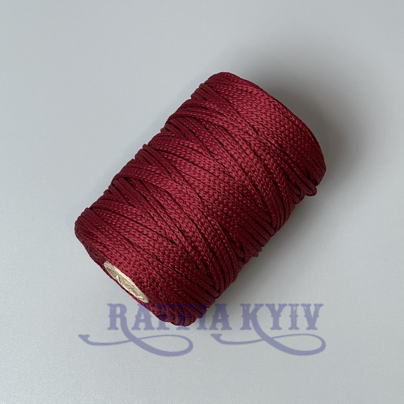 Burgundy polyester cord, 3 mm