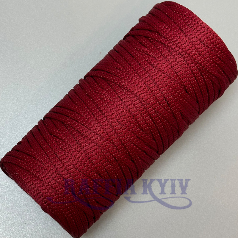 Burgundy polyester cord, 4 mm soft