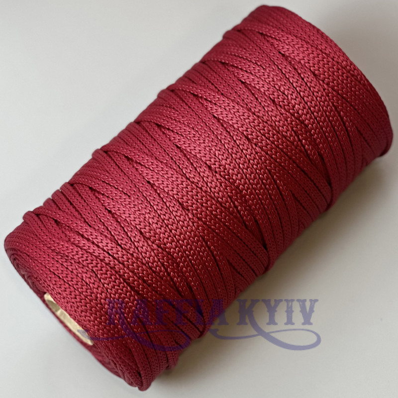 Burgundy polyester cord, 5 mm