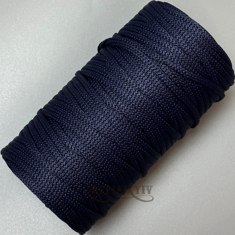 Dark blue polyester cord, 5 mm