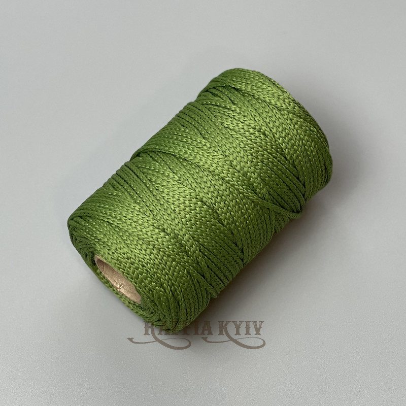 Green olive polyester cord, 3 mm