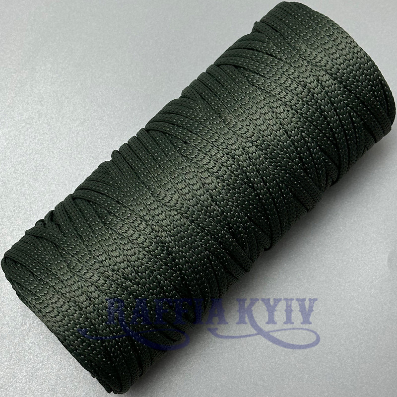 Grey olive polyester cord, 4 mm soft