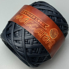 Dark blue Leather Look knitted yarn, 50 m