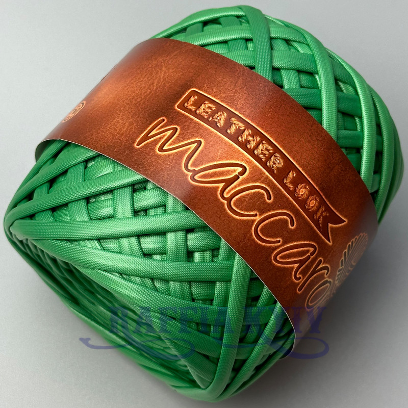 Green Leather Look knitted yarn, 50 m