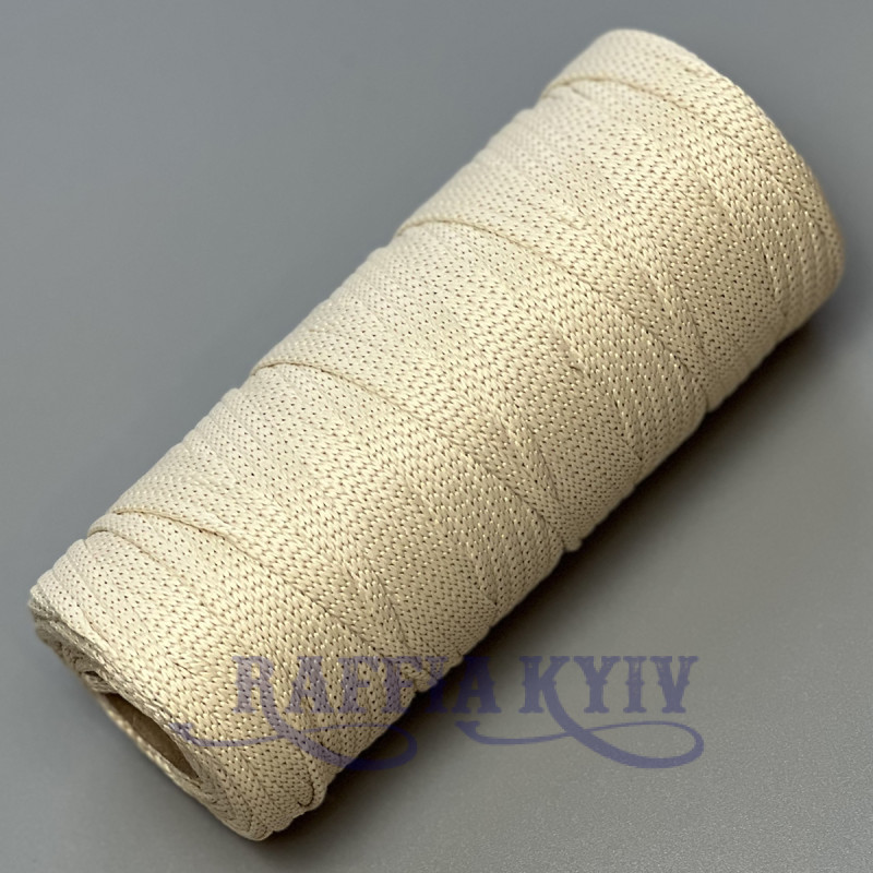 Light beige polyester cord, 4 mm soft
