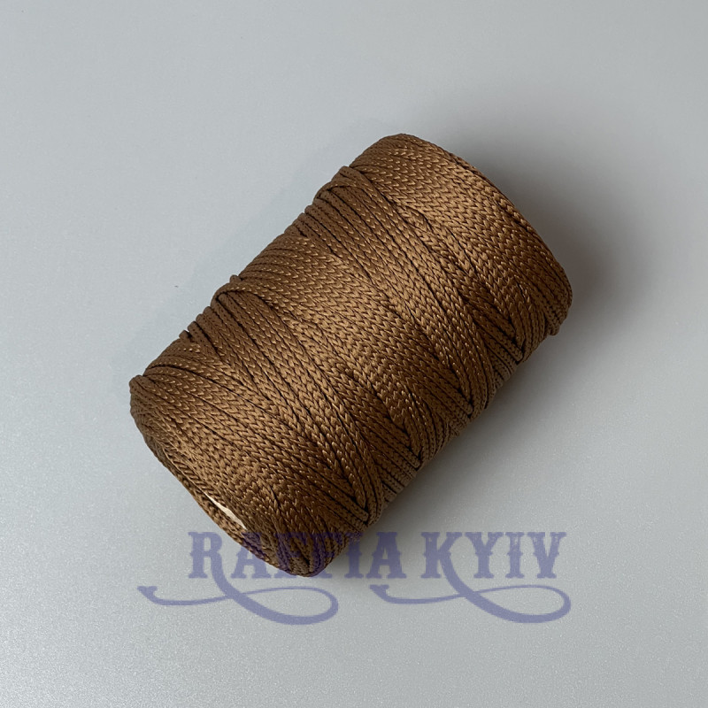 Світло-коричневий поліефірний шнур, 3 мм