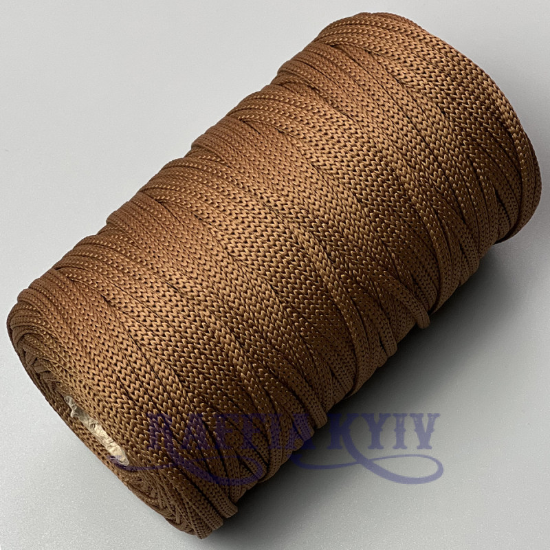 Світло-коричневий поліефірний шнур, 5 мм
