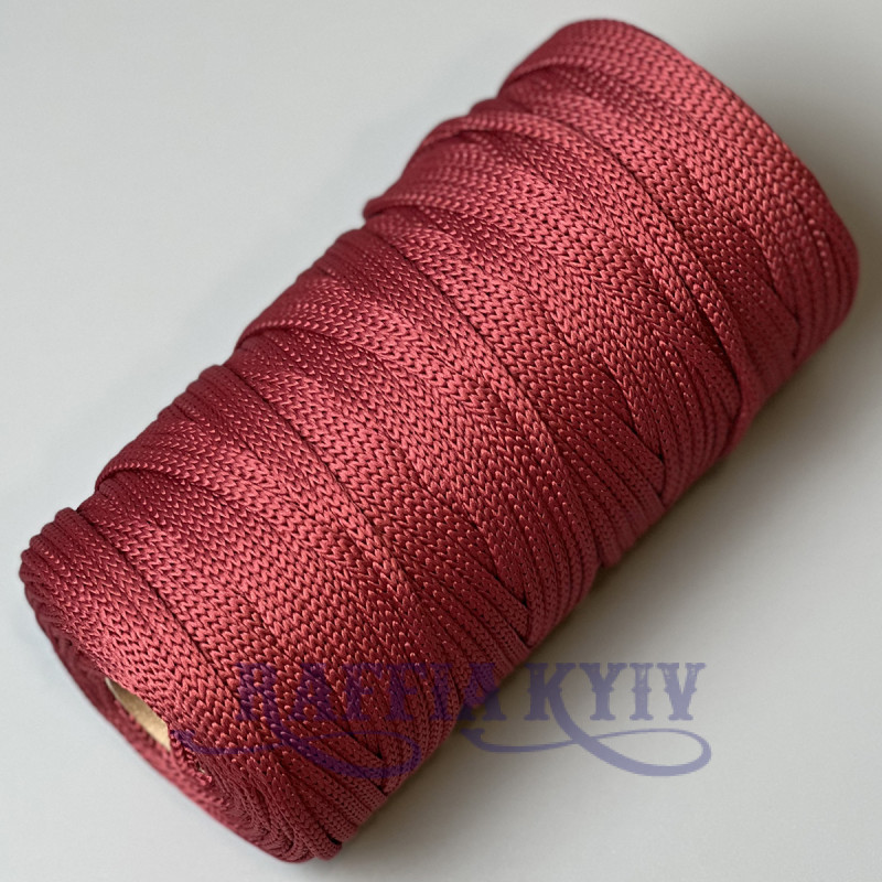 Світло-бордовий поліефірний шнур, 5 мм