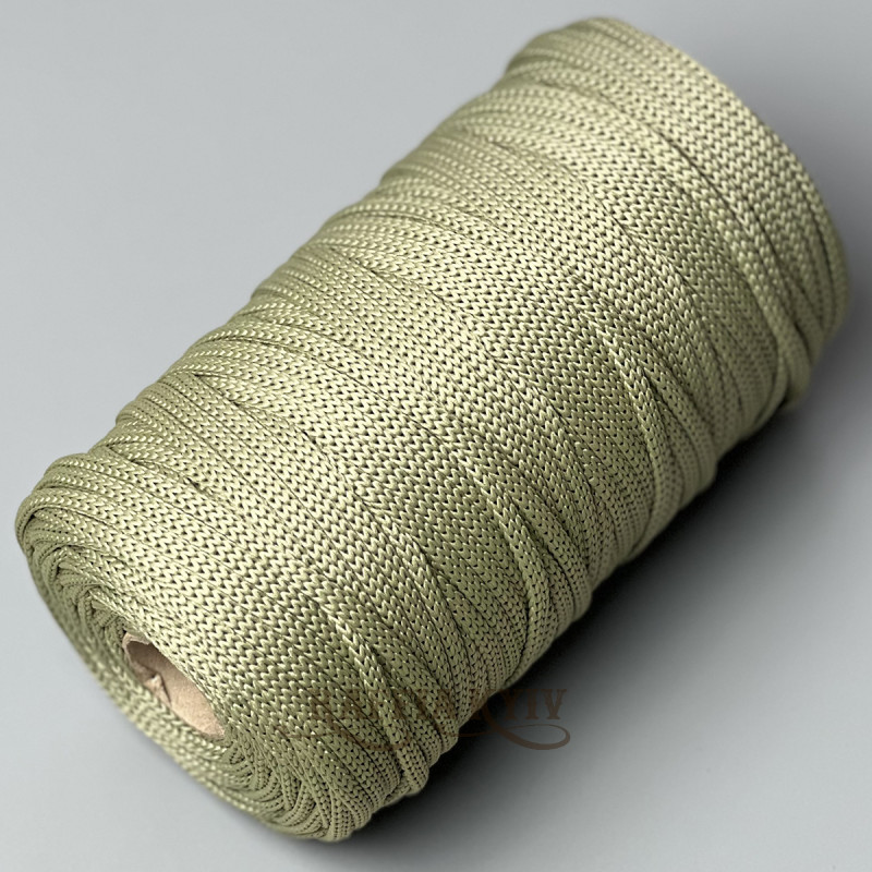 Light olive polyester cord, 5 mm