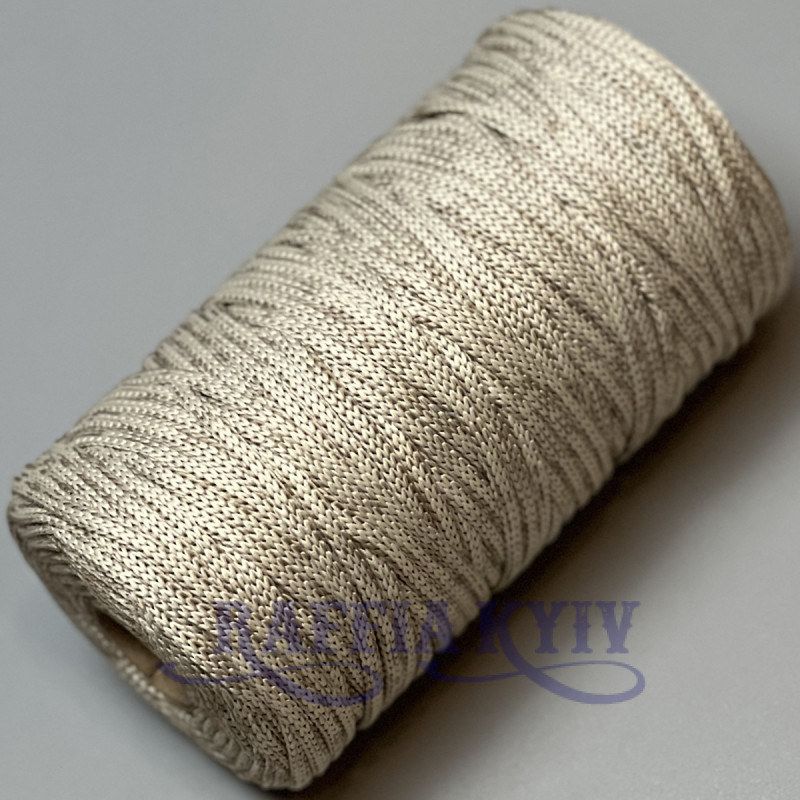 Milk beige melange polyester cord, 5 mm