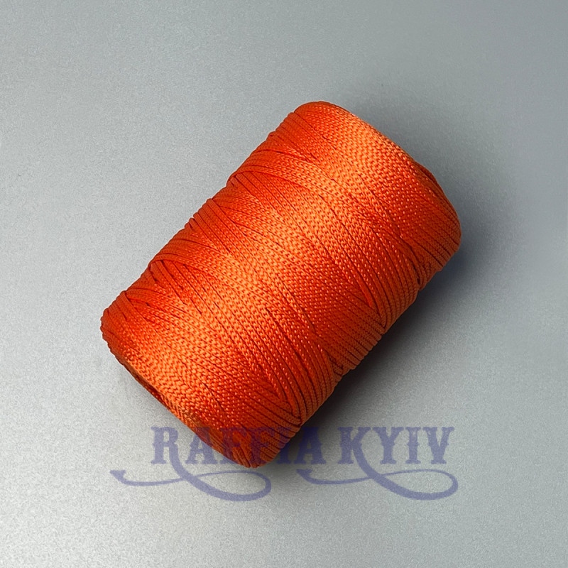 Orange polyester cord, 2 mm