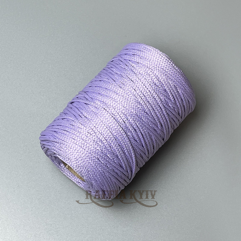 Pale purple polyester cord, 2 mm, with slight contamination