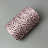 Розовая пудра с люрексом полиэфирный шнур, 3 мм